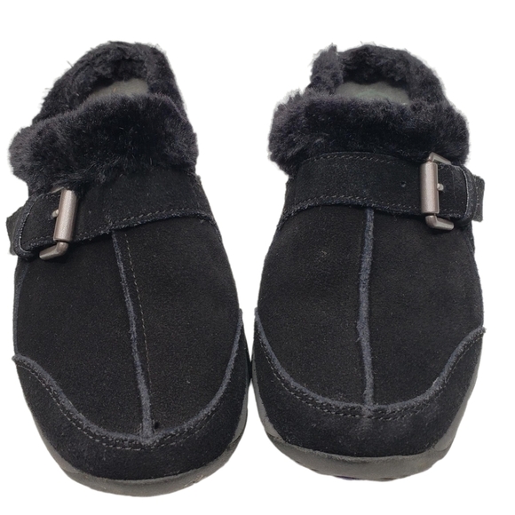 Easy Spirit | "Each One" Black Leather Faux Fur Trim Slip On Loafers Women's 6.5 - Picture 4 of 10